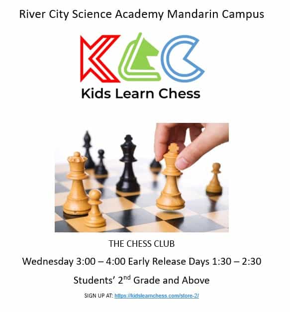 A poster for the kids learn chess club.